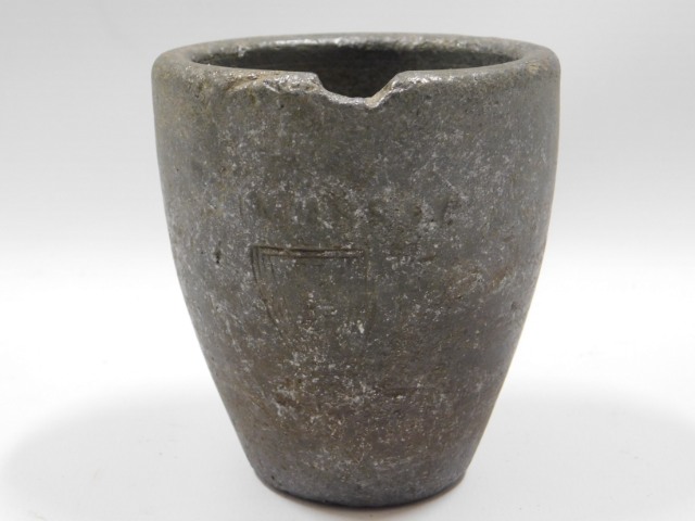 A Cornish foundry tin smelting pot, assayed Redrut