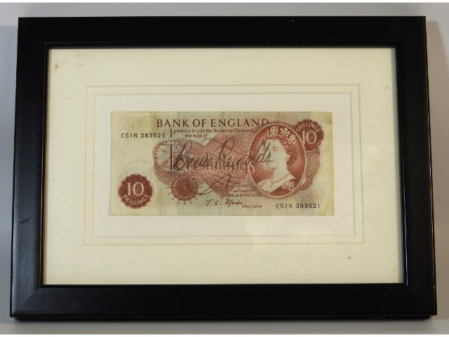 A ten shilling bank note signed by great train rob