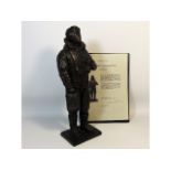 A limited edition bronze resin figure of RAF Bombe