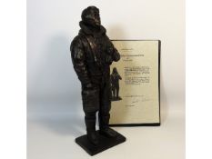 A limited edition bronze resin figure of RAF Bombe