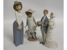Two Nao and one Lladro 4808 porcelain figures, tallest 9.25in