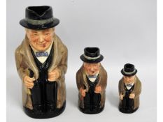 Three Winston Churchill character jugs by Royal Do