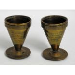 Two WW2 brass "trench art" goblets from HMS Berwick repres