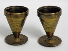 Two WW2 brass "trench art" goblets from HMS Berwick repres