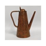An arts & crafts copper kettle with repoussé decor