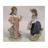 Two Lladro porcelain figures of children with flow