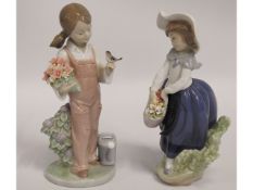 Two Lladro porcelain figures of children with flow