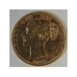 A Victorian 1857 shield back full gold sovereign,