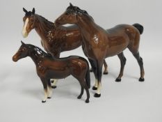 Three Beswick horses, tallest 8.25in