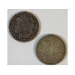 Two 19thC. USA silver dollars, 1886 & 1890, 52.6g