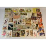 A quantity of vintage postcards including comedy &