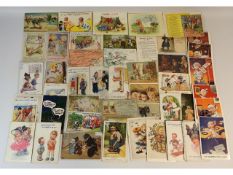 A quantity of vintage postcards including comedy &