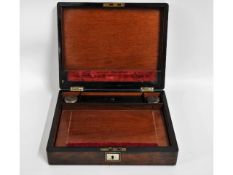 A small cased rosewood writing slope with mother o