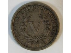 An 1893 US five cents coin