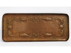 A large Newlyn arts & crafts copper tray with repo