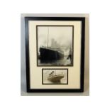 Two framed Titanic photos, one signed by Eva Hart,