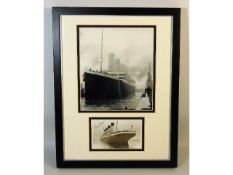 Two framed Titanic photos, one signed by Eva Hart,