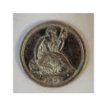 An 1837 US silver Liberty seated half dime, 1.4g