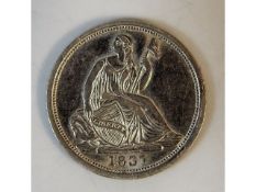 An 1837 US silver Liberty seated half dime, 1.4g