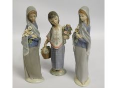 Three Lladro porcelain figures, tallest 9in