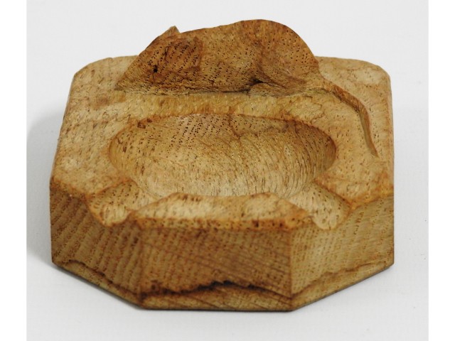 A carved oak Robert "mouseman" Thompson ashtray, 4