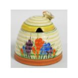 A Clarice Cliff Bizarre Crocus honey pot, 4in tall