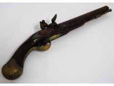 An 18thC. British Navy Tower flintlock pistol, 19.