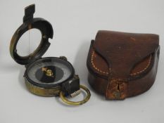 A WW1 Verner's patent E. Koehn Swiss, Geneve no.60512 compass & leather case