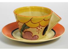 A Clarice Cliff Bizarre Summer House conical cup &
