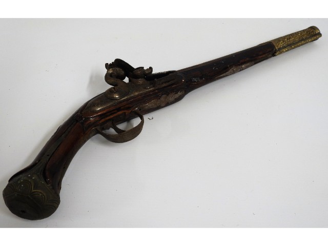 An 18th/19thC. flintlock pistol, possibly Turkish,