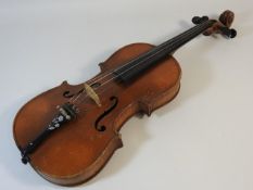 A German violin rear of base of neck stamped Nach