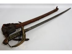 A 19thC. Victorian Officer's sword, scabbard a/f,