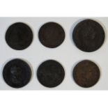 Six George III & George IV coins including an 1806
