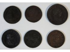 Six George III & George IV coins including an 1806