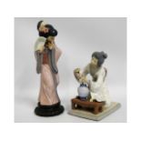 Two Lladro porcelain figures of Oriental ladies, t