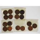 Seventeen US one cent coins dating from 1887-1907