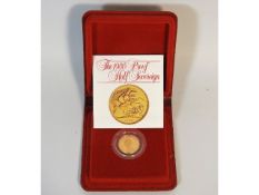 A cased 1980 Royal Mint half gold sovereign proof