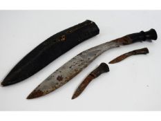 A Kukri knife with scabbard, 16.25in long