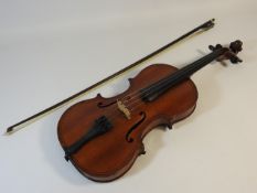 A 19thC. inlaid violin with two piece back, no mak