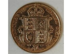 A Victorian 1892 jubilee shield back half gold sov
