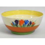 A Clarice Cliff Crocus bowl with gilded mark, 7.5i