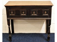 An oak hall table with drawers & brass fittings, 3