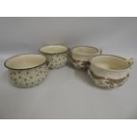 Four decorative chamber pots including two by Doul