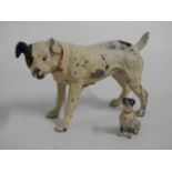 Two cold painted spelter dog figures, tallest 2.5i