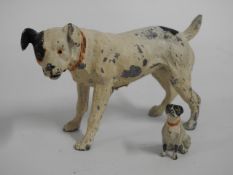 Two cold painted spelter dog figures, tallest 2.5i