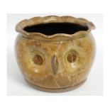 A Farnham pottery owl bowl, 7.5in diameter x 5.5in