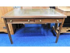 A mahogany two drawer writing desk, 48in wide x 28