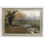 A framed landscape oil painting by John Hewitt, im