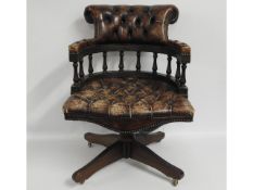 A leather desk swivel chair, wear to leather, 36in