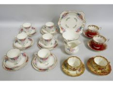 Twenty pieces of Tuscan Plant floral tea ware twin